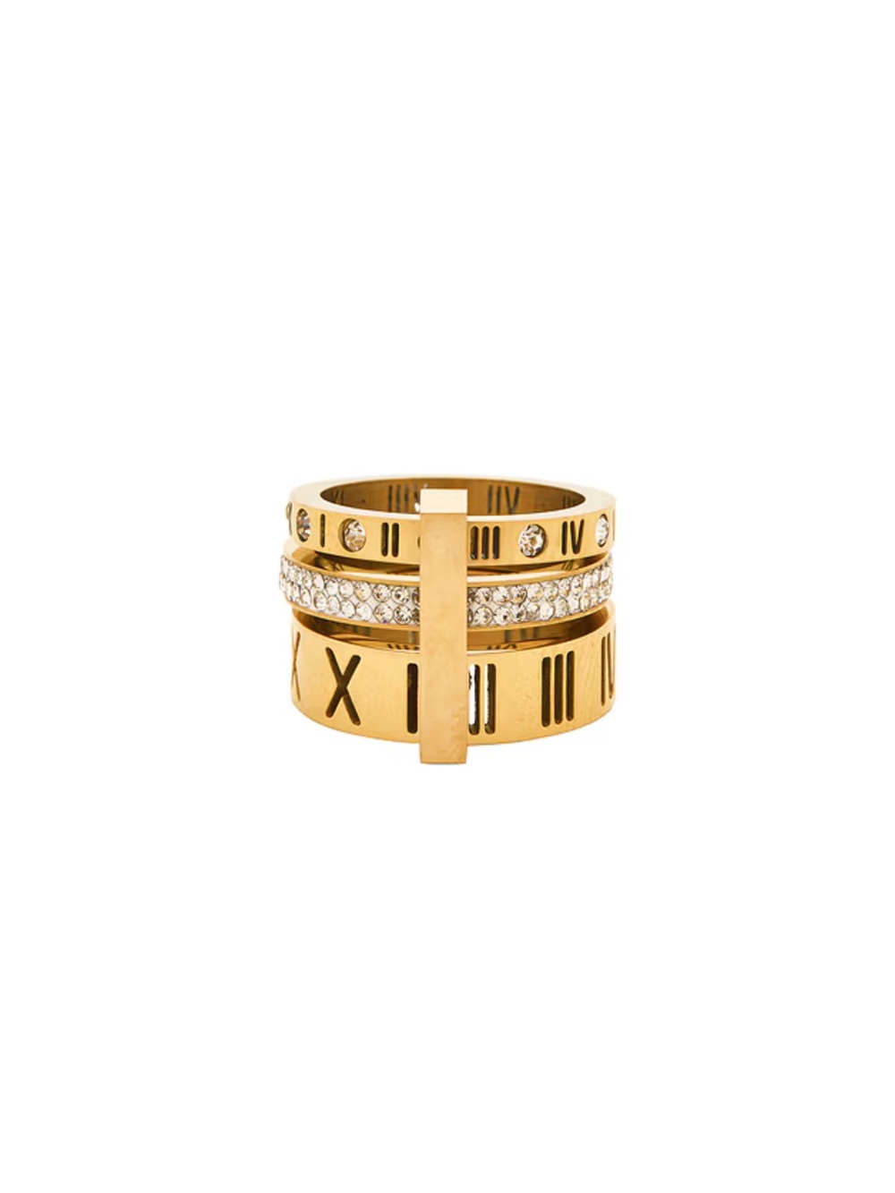 Mazin Jewels Roman Numeral Ring in Gold